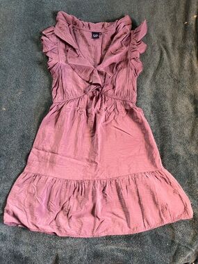 GAP Dusty Lavender Ruffle-Trim V-Neck Dress